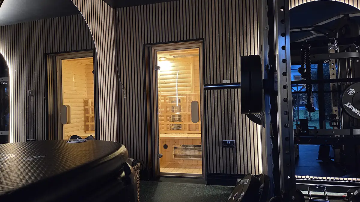 Sauna custom built into room